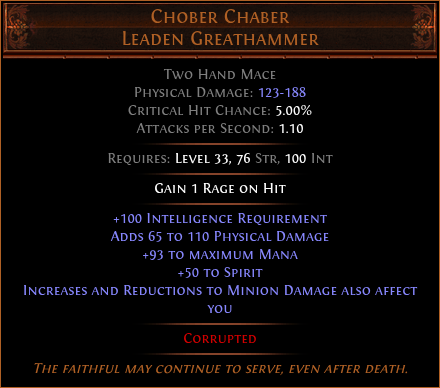 Chober Chaber Leaden Greathammer