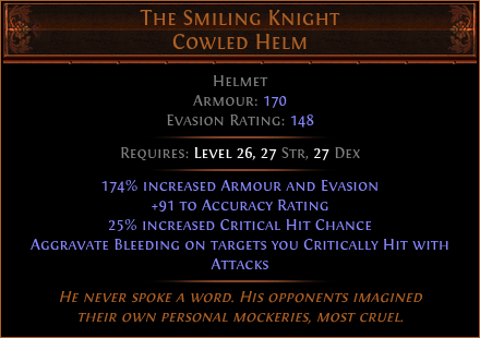 The Smiling Knight Cowled Helm