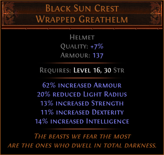 Black Sun Crest Wrapped Greathelm