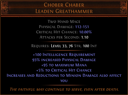 Chober Chaber Leaden Greathammer