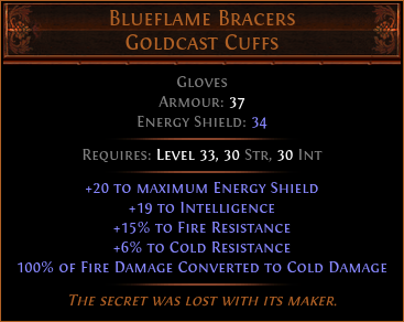 Blueflame Bracers Goldcast Cuffs