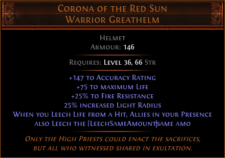 Corona of the Red Sun Warrior Greathelm