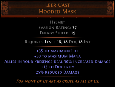 Leer Cast Hooded Mask