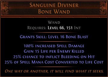Sanguine Diviner Bone Wand