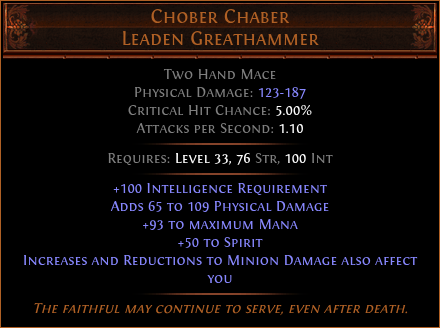 Chober Chaber Leaden Greathammer