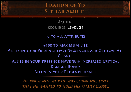 Fixation of Yix Stellar Amulet