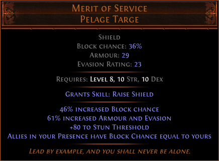 Merit of Service Pelage Targe