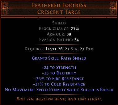 Feathered Fortress Crescent Targe